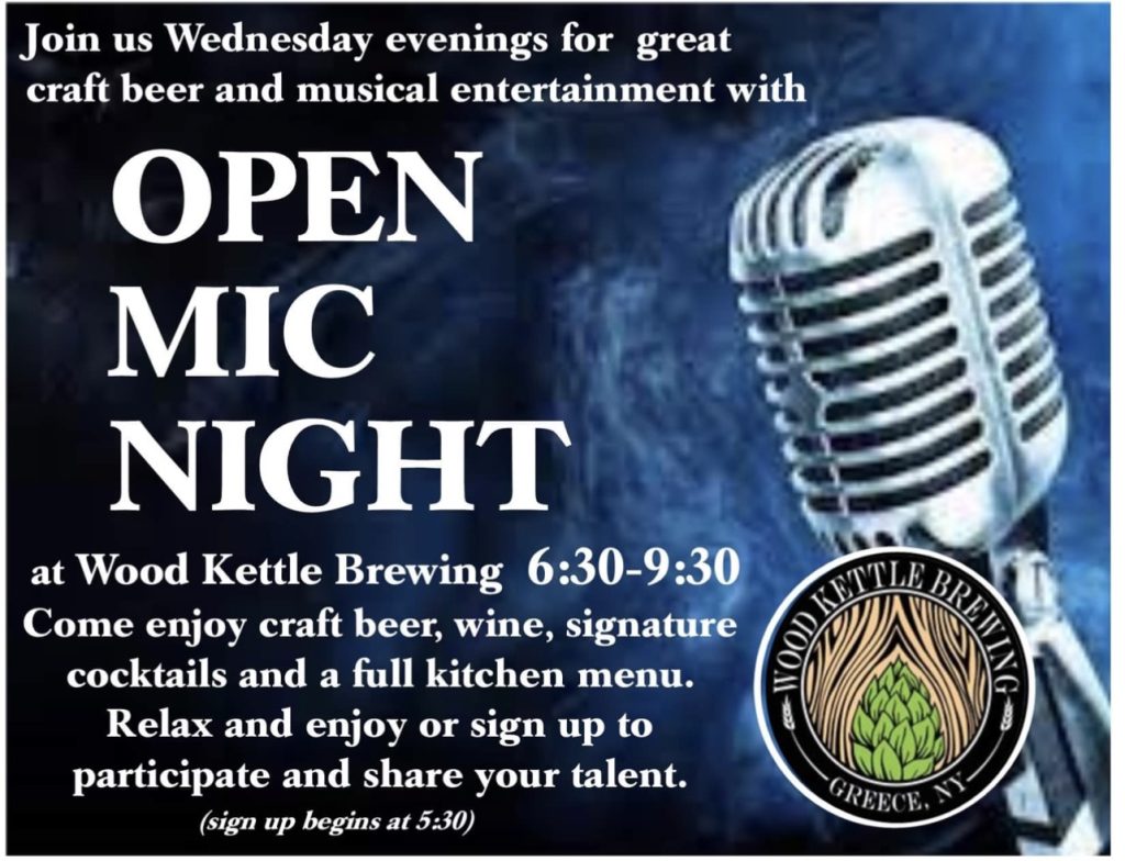 Open mic night at Wood Kettle Brewing every is an exciting opportunity for local musicians and performers to showcase their talent in a lively and welcoming atmosphere. The event takes place every Wednesday from 6:30pm to 9:30pm and is open to anyone who wishes to perform.

Whether you're a seasoned musician or a first-time performer, Open Mic Night at Wood Kettle Brewing is the perfect place to share your skills and connect with other artists. The stage is open to all genres of music, from acoustic sets to rock bands, and everything in between.